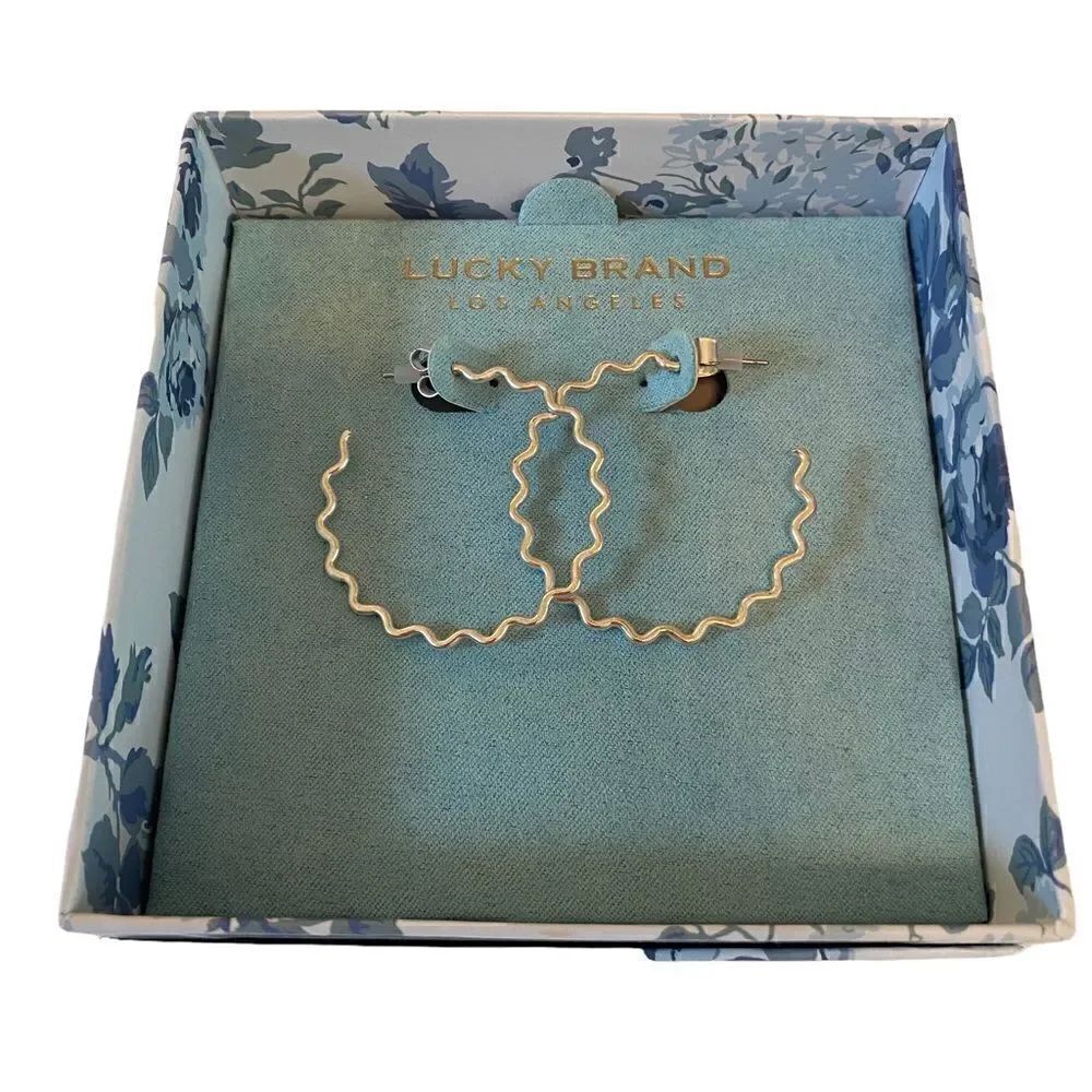 Lucky Brand Wavy Matte Silver Hoops.